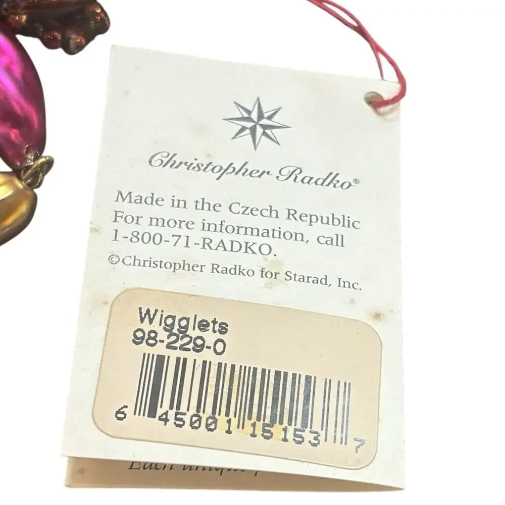 Christopher Radko Wigglets Lady Bead Dancer Ornament Pink Gold Retired Czech